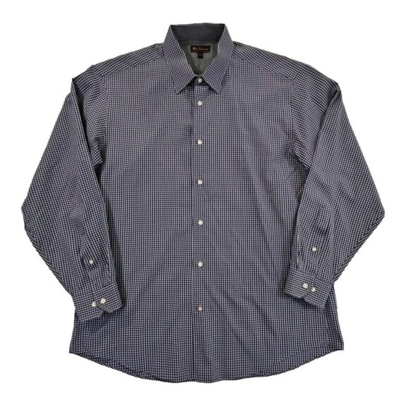 Ben Sherman Shirt Men's Large 16 32-33 Grey Check Long Sleeve Button Up EUC LN - Picture 1 of 15